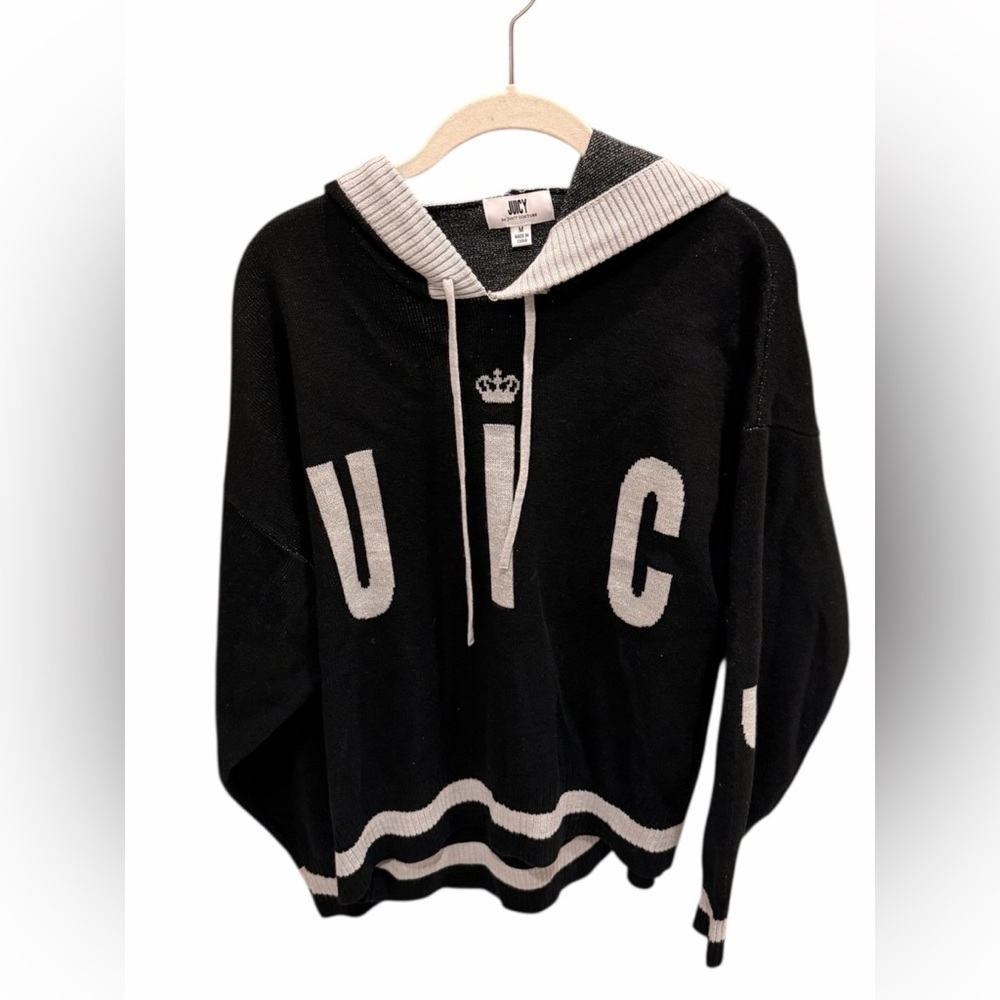 Juicy By Juicy Couture Womens Pullover Knit Hoodie Sweater Size Medium